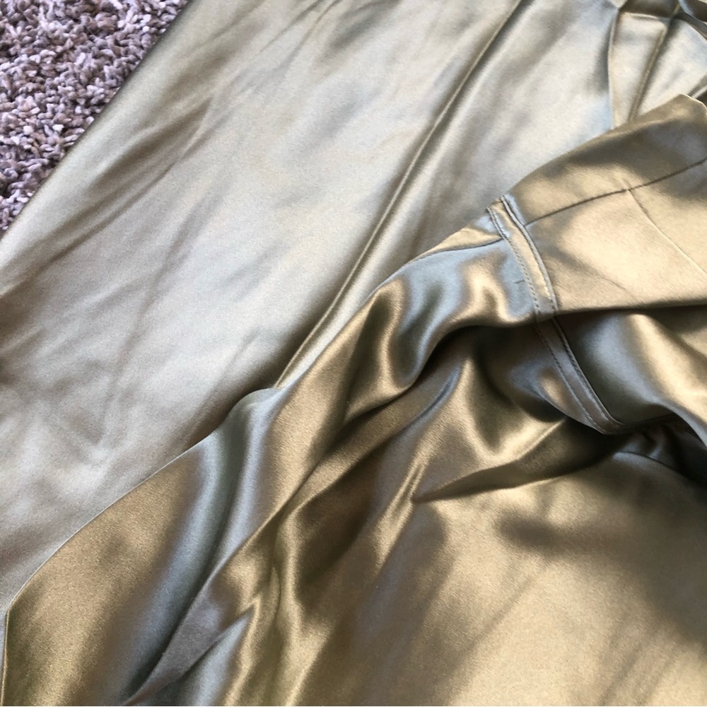 NEW Reformation Kailyn Silk Midi Dress - Artichoke Sage Green Wedding Cocktail - Picture 5 of 7